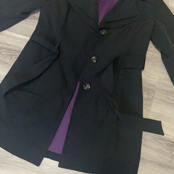 NWT Women’s Black Double Collar Belted Coat Jacket London Fog size Small Petite - Picture 3 of 11